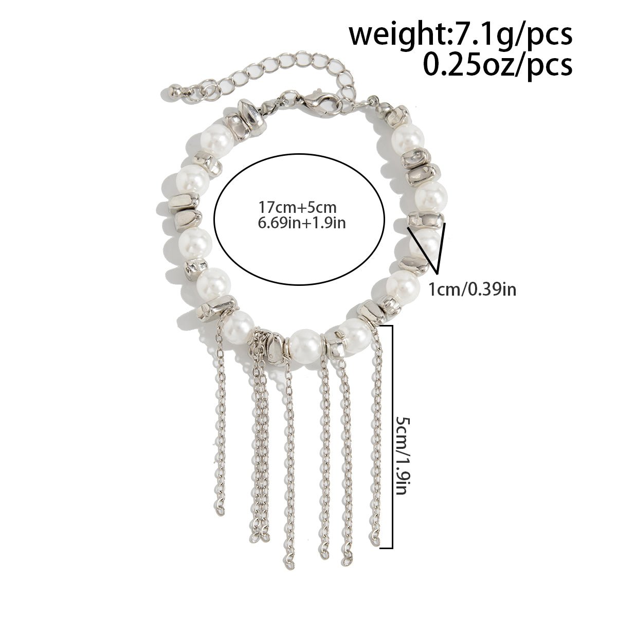 Charming Pearl Irregular Beaded Chain Tassel Choker Necklace Bracelet - ArtGalleryZen