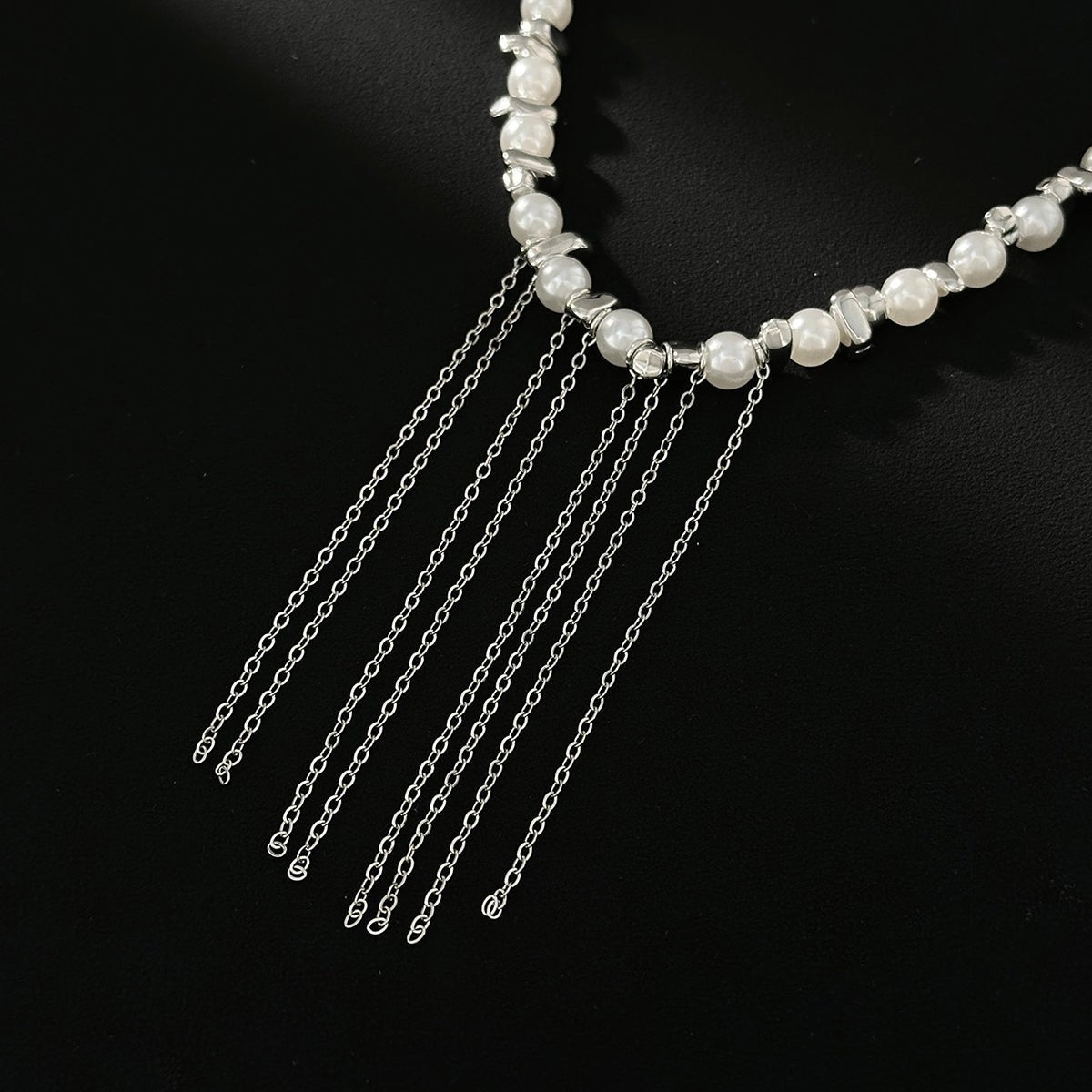 Charming Pearl Irregular Beaded Chain Tassel Choker Necklace Bracelet - ArtGalleryZen