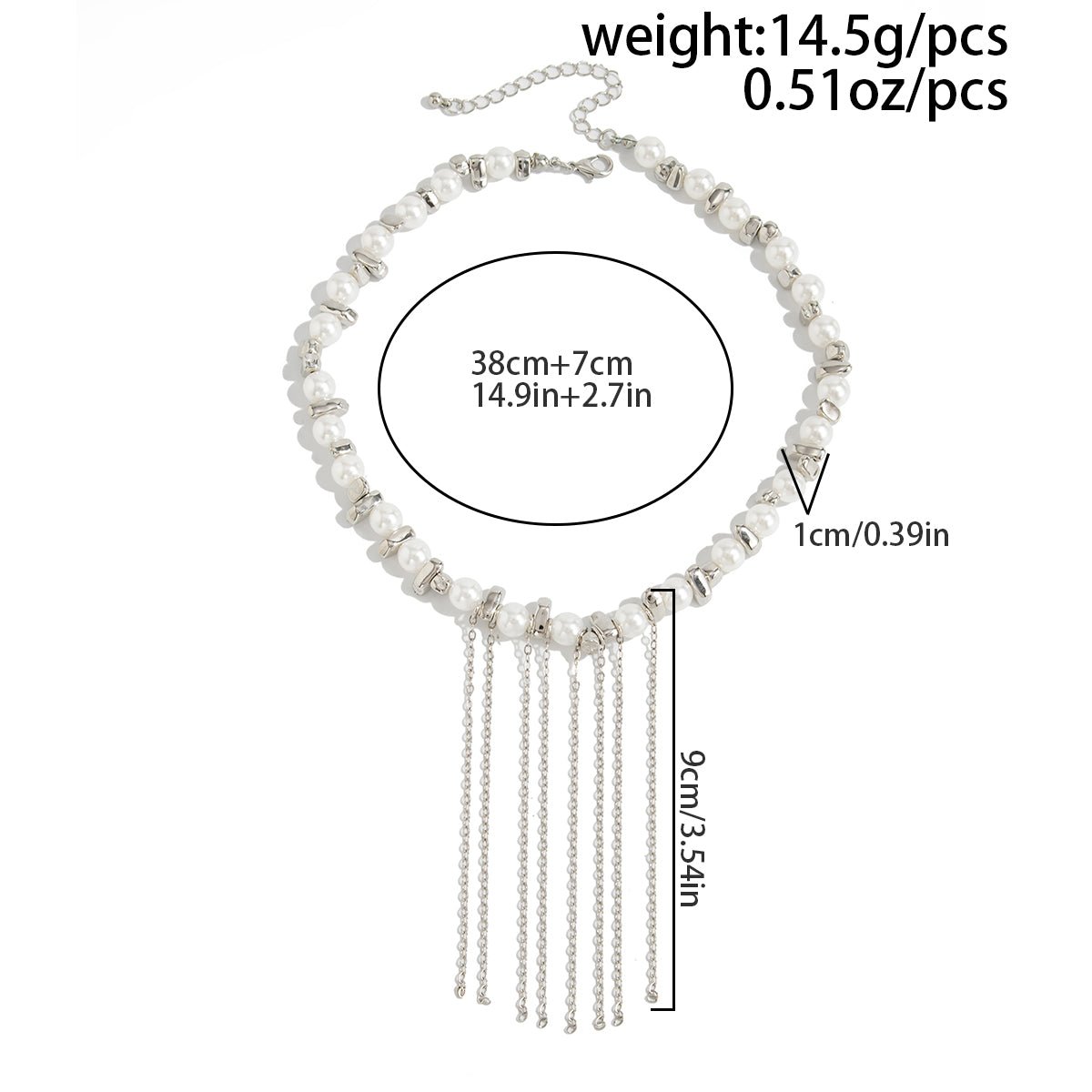 Charming Pearl Irregular Beaded Chain Tassel Choker Necklace Bracelet - ArtGalleryZen