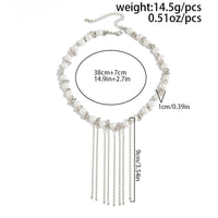 Thumbnail for Charming Pearl Irregular Beaded Chain Tassel Choker Necklace Bracelet - ArtGalleryZen