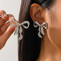 Thumbnail for Charming Textured Curved Bowknot Earrings