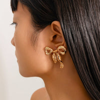 Thumbnail for Charming Textured Curved Bowknot Earrings