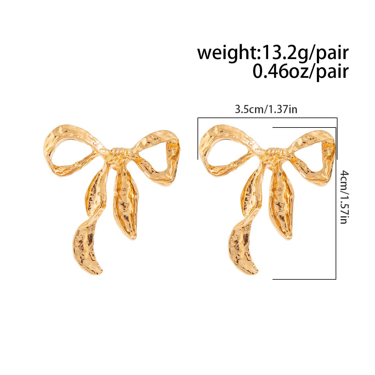 Charming Textured Curved Bowknot Earrings