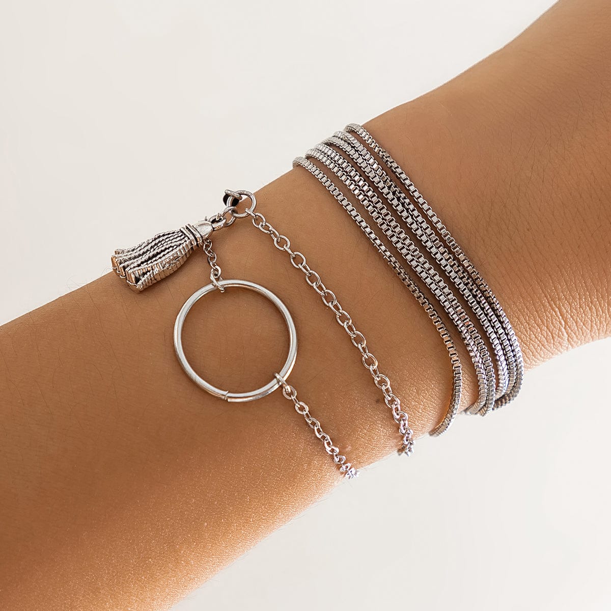 Chc Multi-Layered Tassel Ring Bracelet Set - ArtGalleryZen