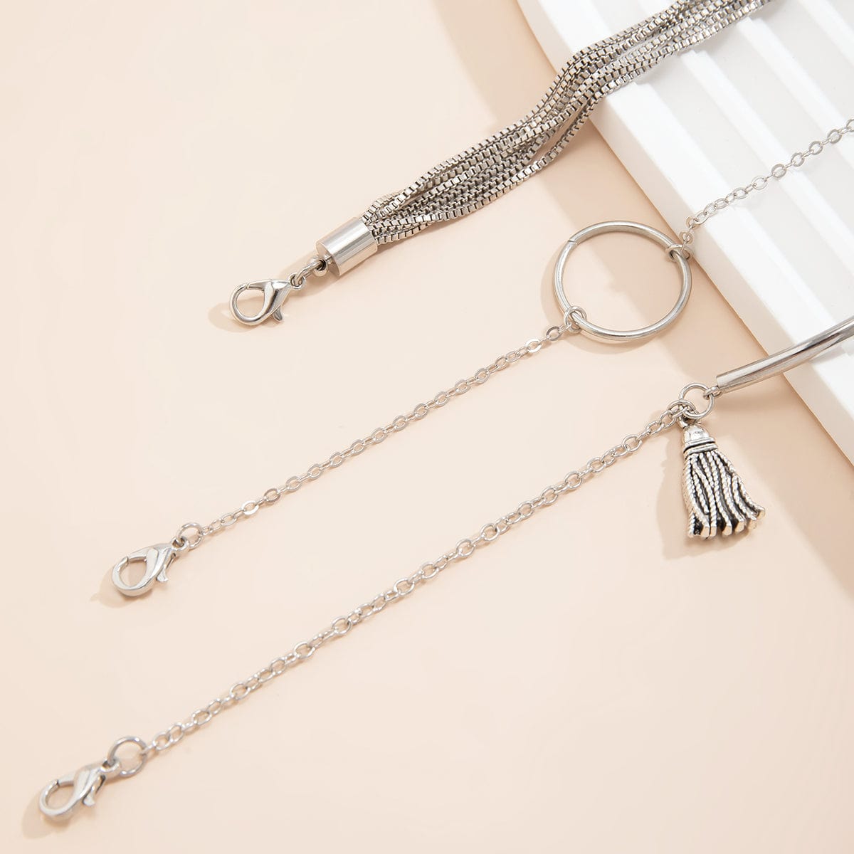 Chc Multi-Layered Tassel Ring Bracelet Set - ArtGalleryZen