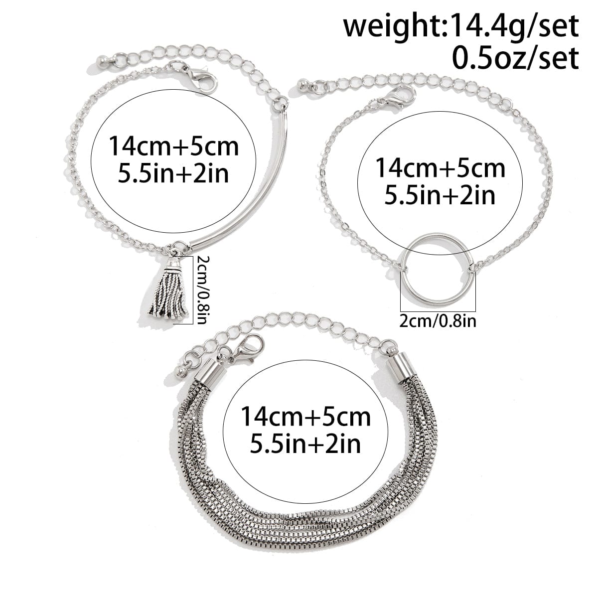 Chc Multi-Layered Tassel Ring Bracelet Set - ArtGalleryZen