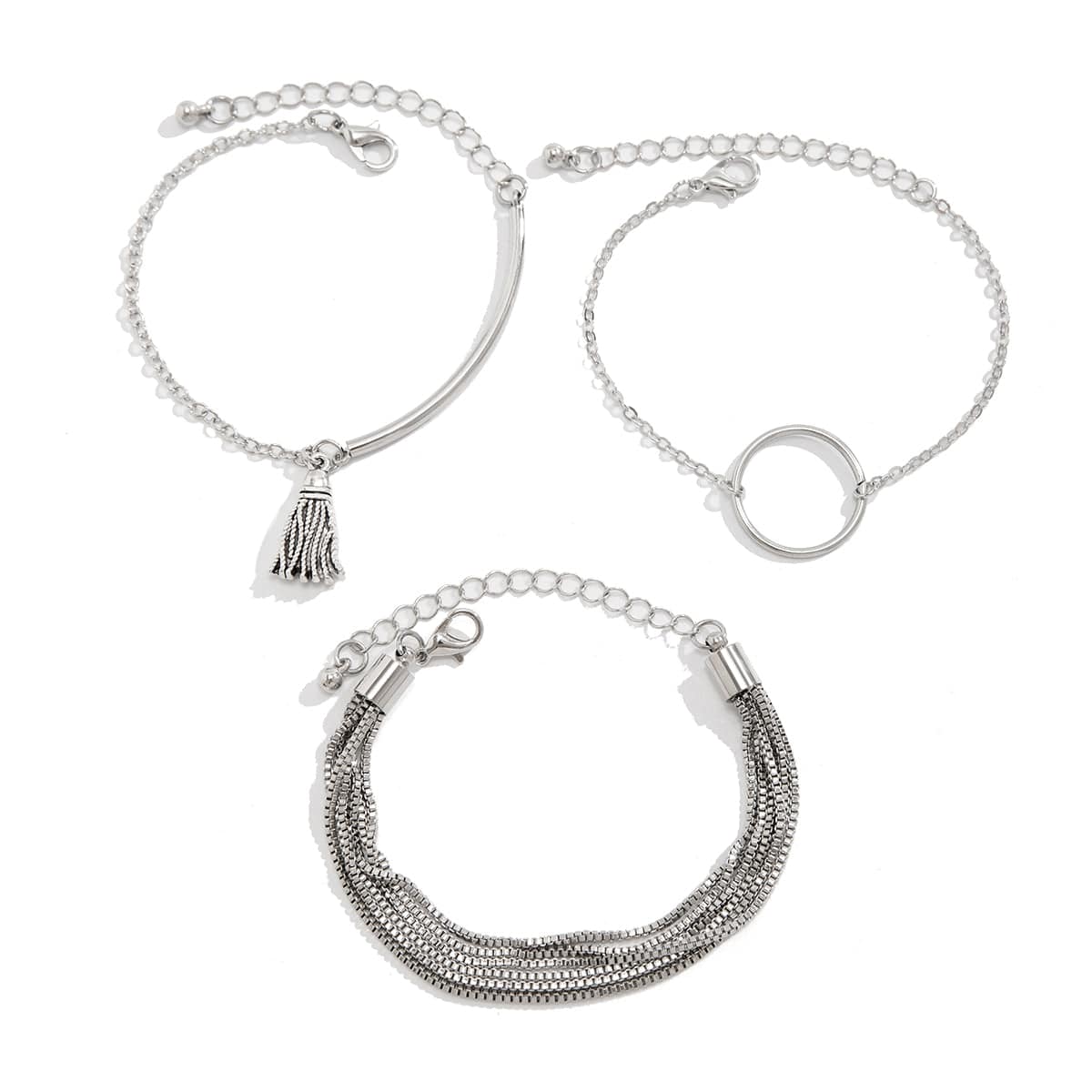 Chc Multi-Layered Tassel Ring Bracelet Set - ArtGalleryZen
