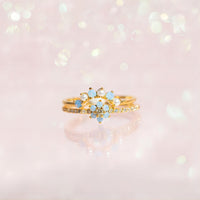 Thumbnail for Chic 2 Pieces Crystal Floral Matching Ring Set - ArtGalleryZen