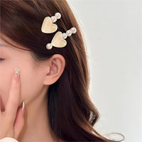 Thumbnail for Chic 2 Pieces Crystal Heart Pearl Hair Clips Set - ArtGalleryZen