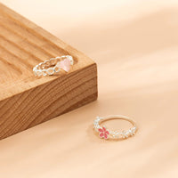 Thumbnail for Chic 2 Pieces Enamel Flower Opal Heart Ring Set - ArtGalleryZen