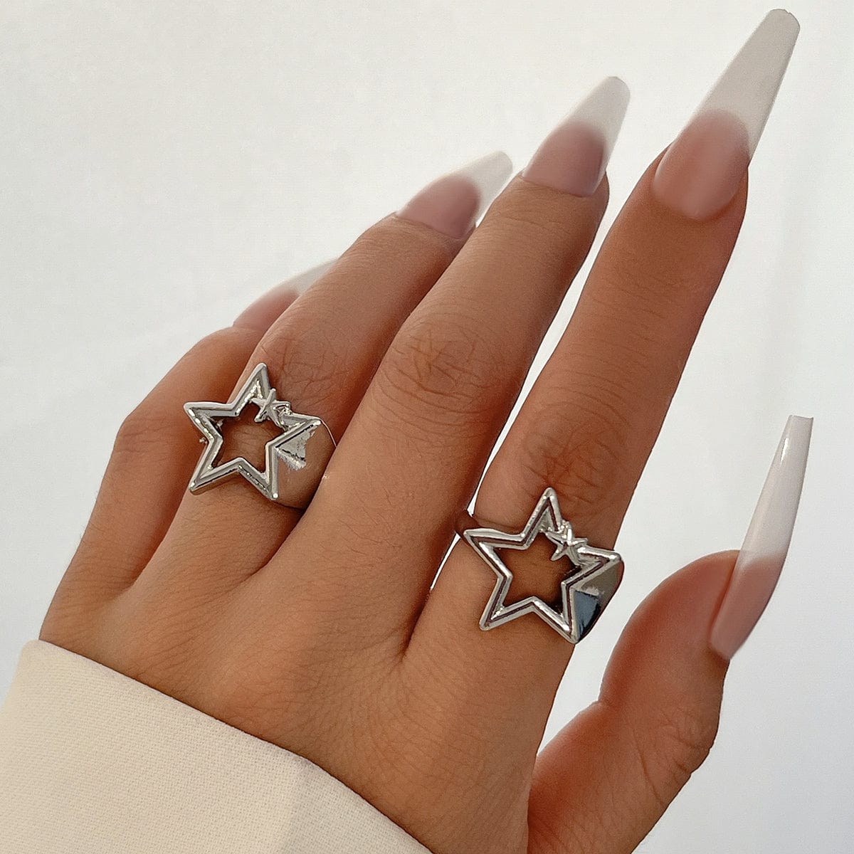 Chic 2 Pieces Hollow Duo Star Open Ring Set