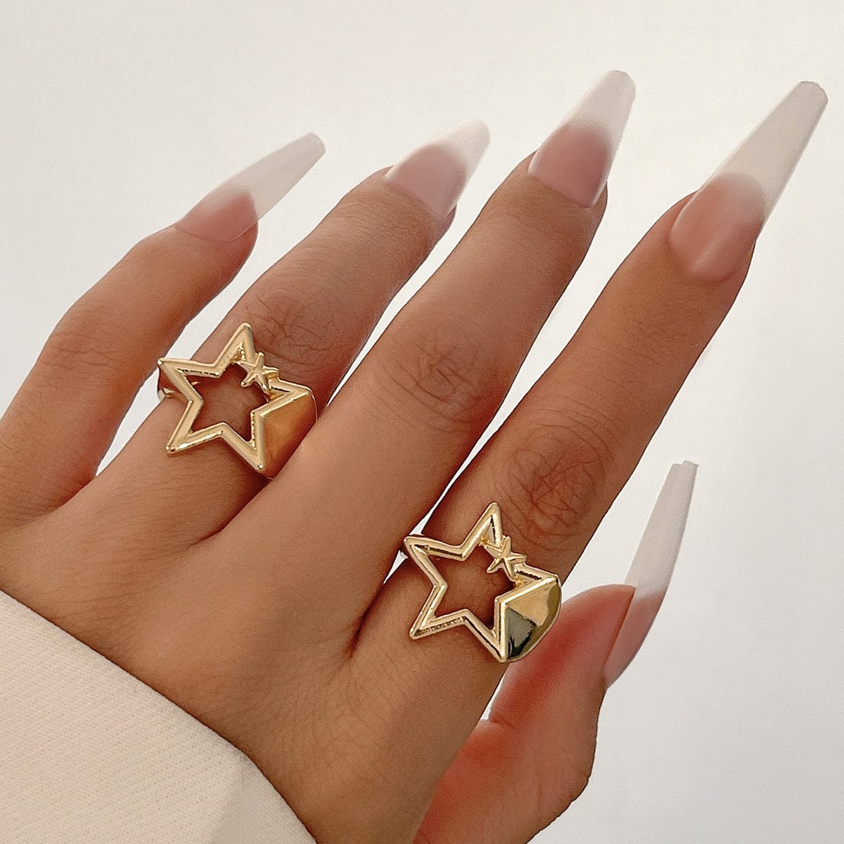 Chic 2 Pieces Hollow Duo Star Open Ring Set