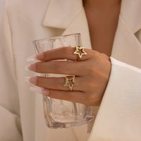 Thumbnail for Chic 2 Pieces Hollow Duo Star Open Ring Set