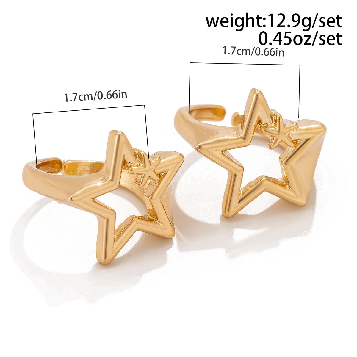 Chic 2 Pieces Hollow Duo Star Open Ring Set