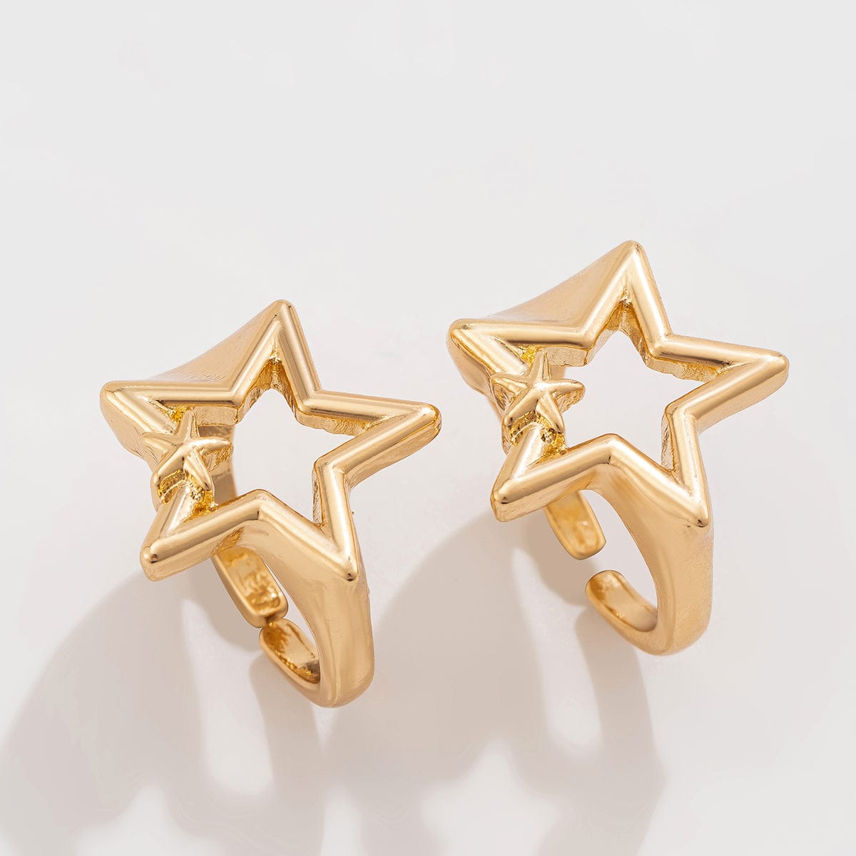 Chic 2 Pieces Hollow Duo Star Open Ring Set