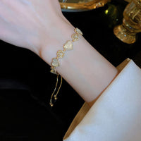 Thumbnail for Chic 24k Gold CZ Inlaid Natural Pearl Shell Heart Bracelet - ArtGalleryZen
