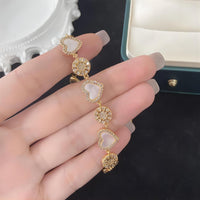 Thumbnail for Chic 24k Gold CZ Inlaid Natural Pearl Shell Heart Bracelet - ArtGalleryZen