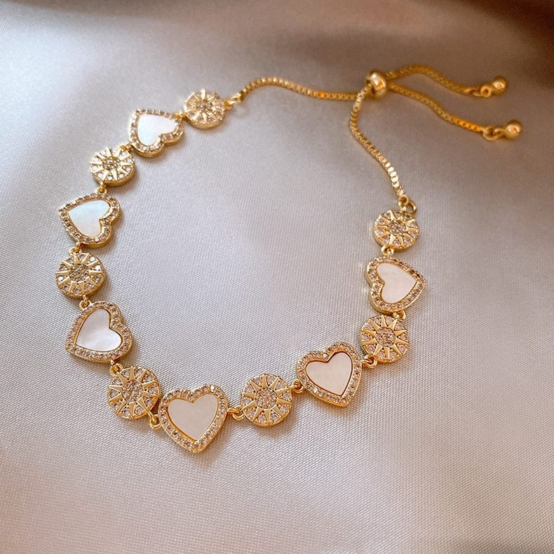 HECHENG,Zircon Peach Heart Necklace Bracelet Set for Women Girls