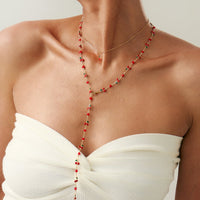 Thumbnail for Chic 2pcs Enamel Cherry Rhinestone Chain Y Necklace Set - ArtGalleryZen
