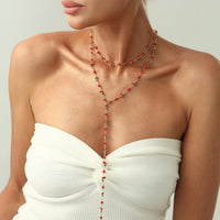 Thumbnail for Chic 2pcs Enamel Cherry Rhinestone Chain Y Necklace Set - ArtGalleryZen