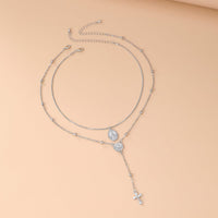 Thumbnail for Chic 2pcs Pattern Round Disk Cross Pendant Saturn Chain Y Necklace Set - ArtGalleryZen