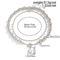 Thumbnail for Chic 2pcs Silver Tone Star Tassel Ball Chain Necklace Set - ArtGalleryZen
