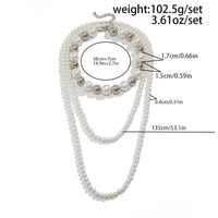 Thumbnail for Chic 2Pcs Two Tone Pearl Long Chain Necklace Set