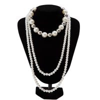 Thumbnail for Chic 2Pcs Two Tone Pearl Long Chain Necklace Set