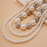 Thumbnail for Chic 2Pcs Two Tone Pearl Long Chain Necklace Set