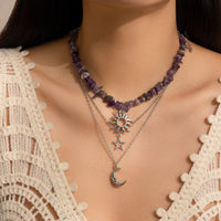 Thumbnail for Chic 3 Pieces Sun Moon Star Tree Pendant Turquoise Stone Necklace Set - ArtGalleryZen