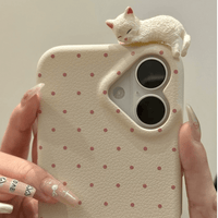Thumbnail for Chic 3D Kitten Polka Dot Leather iPhone Case - ArtGalleryZen