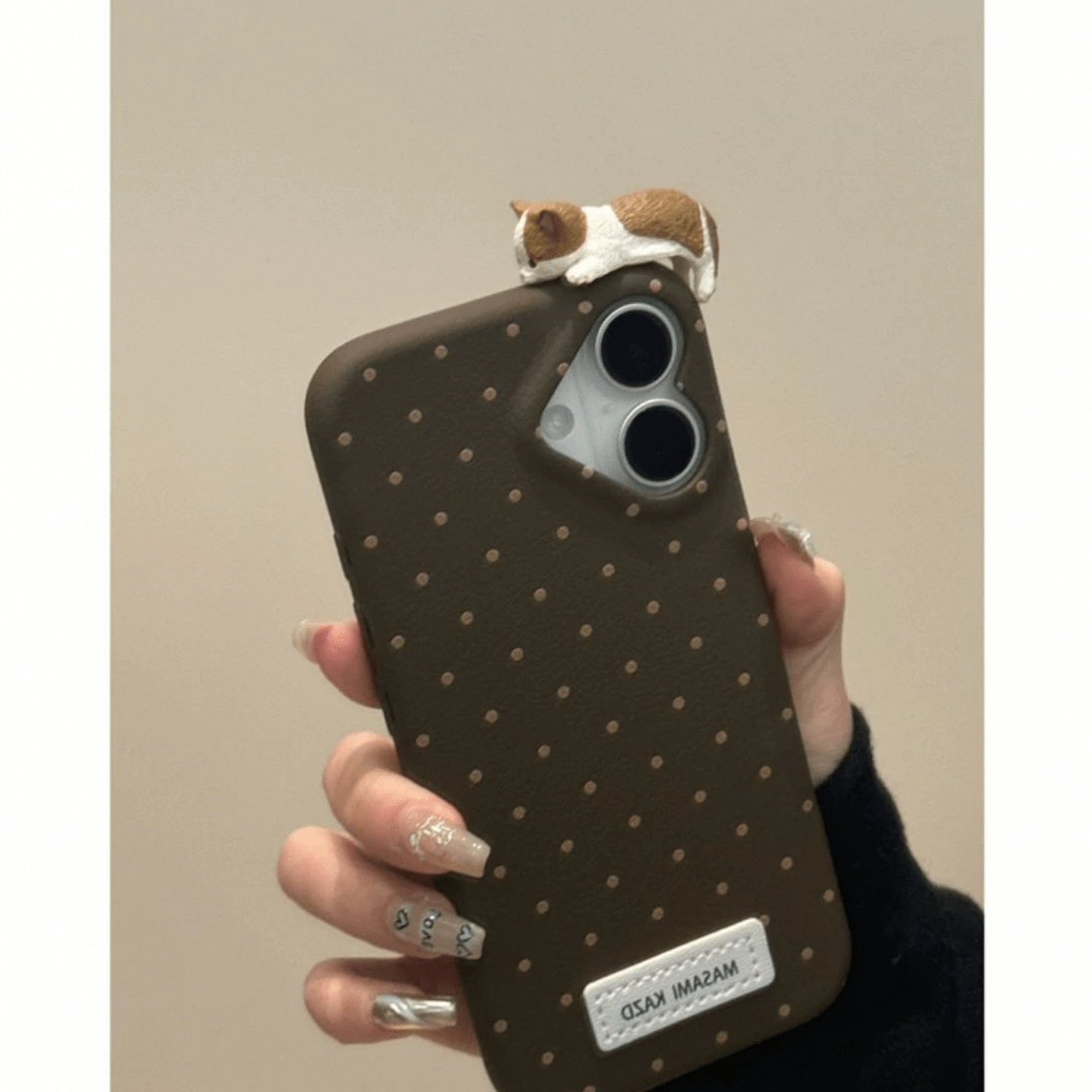 Chic 3D Kitten Polka Dot Leather iPhone Case - ArtGalleryZen