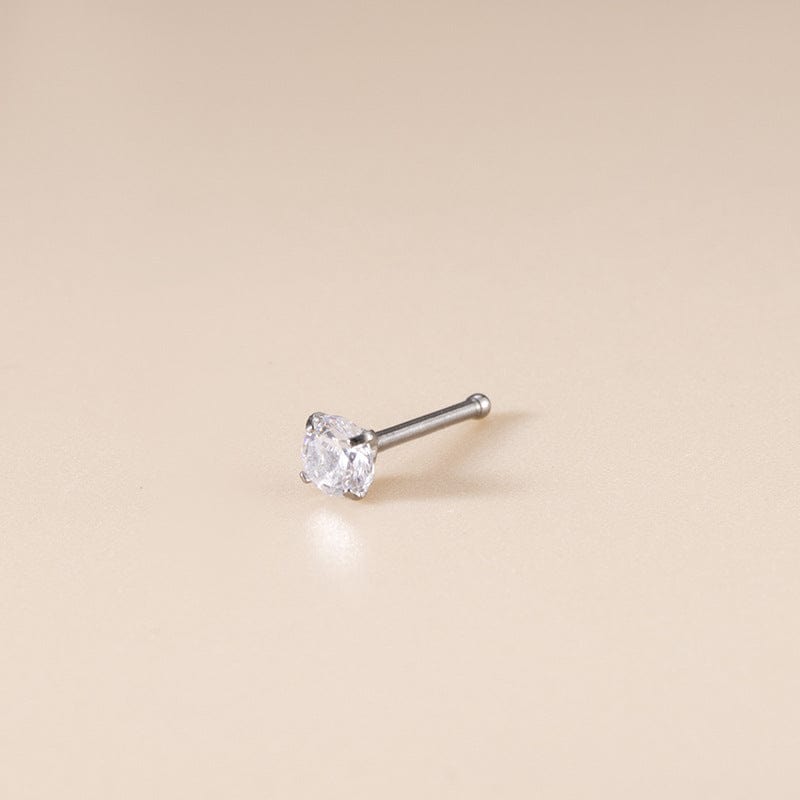 Chic 3mm Cubic Zirconia Inlaid Titanium Nose Piercing Nose Stud - ArtGalleryZen