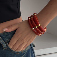 Thumbnail for Chic 3pcs Bamboo Tube Shaped Acrylic Bangle Bracelet Set