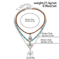 Thumbnail for Chic 3Pcs Cactus Cowboy Hat Floral Pendant Turquoise Necklace Set - ArtGalleryZen