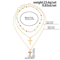 Thumbnail for Chic 3pcs Colorful Rhinestone Inlay Cross Pendant Crystal Chain Necklace Set - ArtGalleryZen