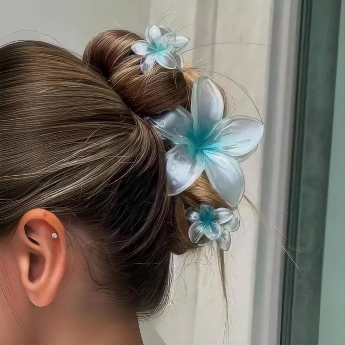 Chic 3Pcs Gradient Flower Hair Clip Hair Claw Set