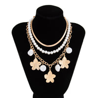Thumbnail for Chic 3pcs Irregular Pearl Flower Tassel Herringbone Chain Necklace Set - ArtGalleryZen