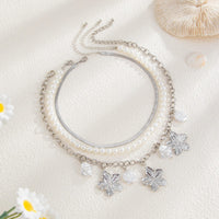 Thumbnail for Chic 3pcs Irregular Pearl Flower Tassel Herringbone Chain Necklace Set - ArtGalleryZen