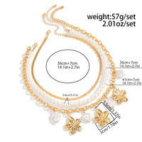 Thumbnail for Chic 3pcs Irregular Pearl Flower Tassel Herringbone Chain Necklace Set - ArtGalleryZen