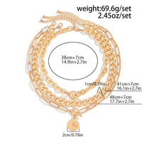 Thumbnail for Chic 3pcs Pattern Round Disk Pearl Pendant Chunky Curb Chain Necklace Set