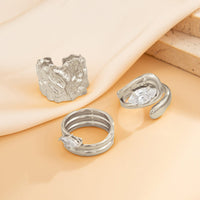 Thumbnail for Chic 3pcs Rhinestone Inlaid Chunky Pleated Ring Set - ArtGalleryZen