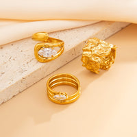 Thumbnail for Chic 3pcs Rhinestone Inlaid Chunky Pleated Ring Set - ArtGalleryZen