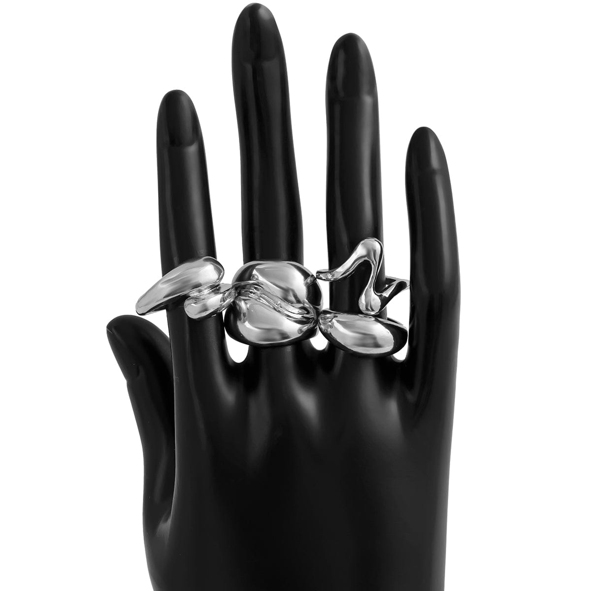 Chic 4Pcs Chunky Waterdrop Open Ring Set - ArtGalleryZen