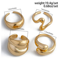 Thumbnail for Chic 4Pcs Chunky Waterdrop Open Ring Set - ArtGalleryZen