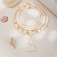Thumbnail for Chic 4pcs Conch Shell Sequin Tassel Herringbone Chain Y Necklace Set - ArtGalleryZen
