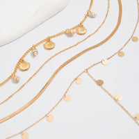 Thumbnail for Chic 4pcs Conch Shell Sequin Tassel Herringbone Chain Y Necklace Set - ArtGalleryZen