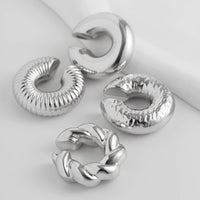 Thumbnail for Chic 4pcs Gold Silver Plated Textured Ear Cuff Earrings Set - ArtGalleryZen