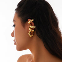 Thumbnail for Chic 4pcs Gold Silver Plated Textured Ear Cuff Earrings Set - ArtGalleryZen