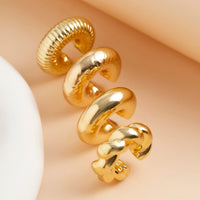 Thumbnail for Chic 4pcs Gold Silver Plated Textured Ear Cuff Earrings Set